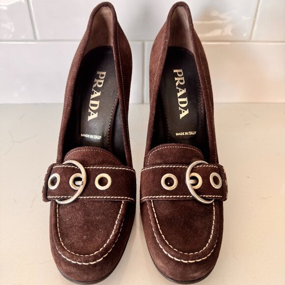 Vintage Prada Brown Suede Pumps - Picture 4 of 7